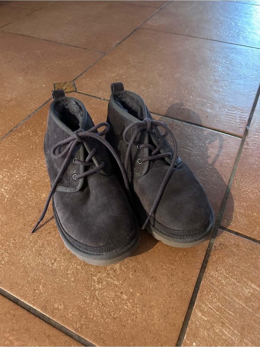 US 8 Ladies Dark Lavender/Gray Suede Chukka Boots - Lace-Up Comfort